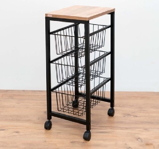 Verdulero metalico 3 cestas negro