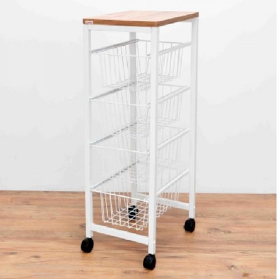 Verdulero metal 4 cestas blanco