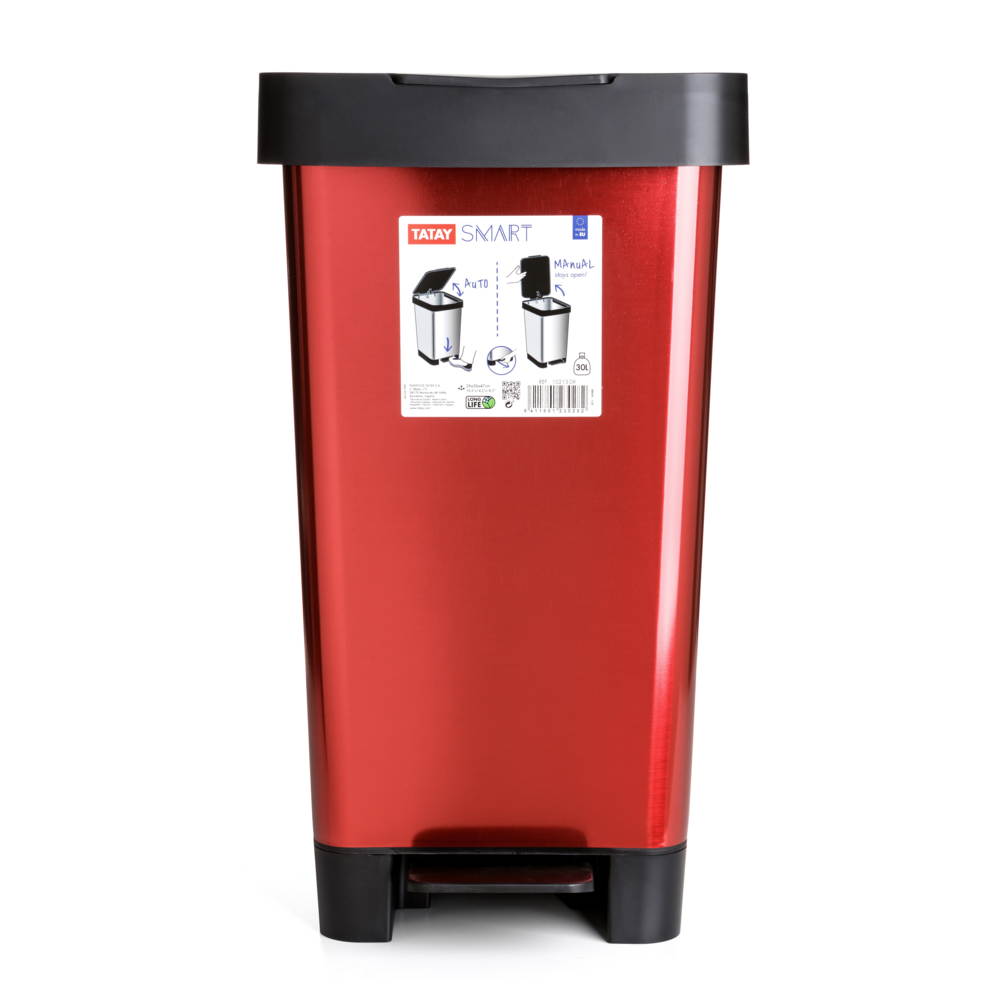 Cubos de basura cocina 23 Litros TATAY con pedal. Color Rojo.